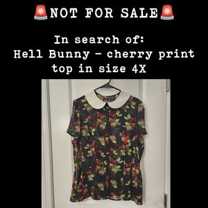 ISO - Hell Bunny Cherry Print Top In 4X